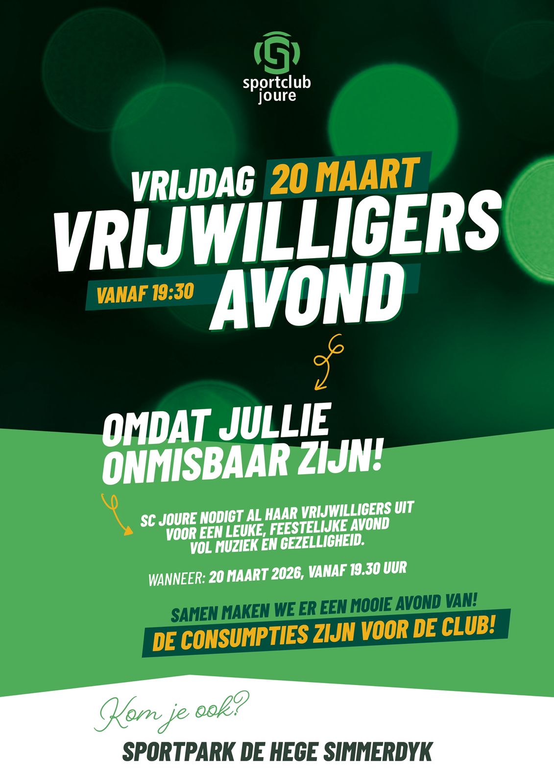 Vrijwilligersavond - Vrijdag 20 maart