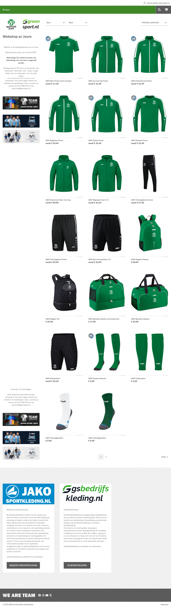 Nieuwe shop voor Sportclub Joure